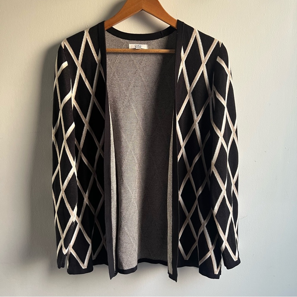 Croft & Barrow Black and Cream Open Cardigan